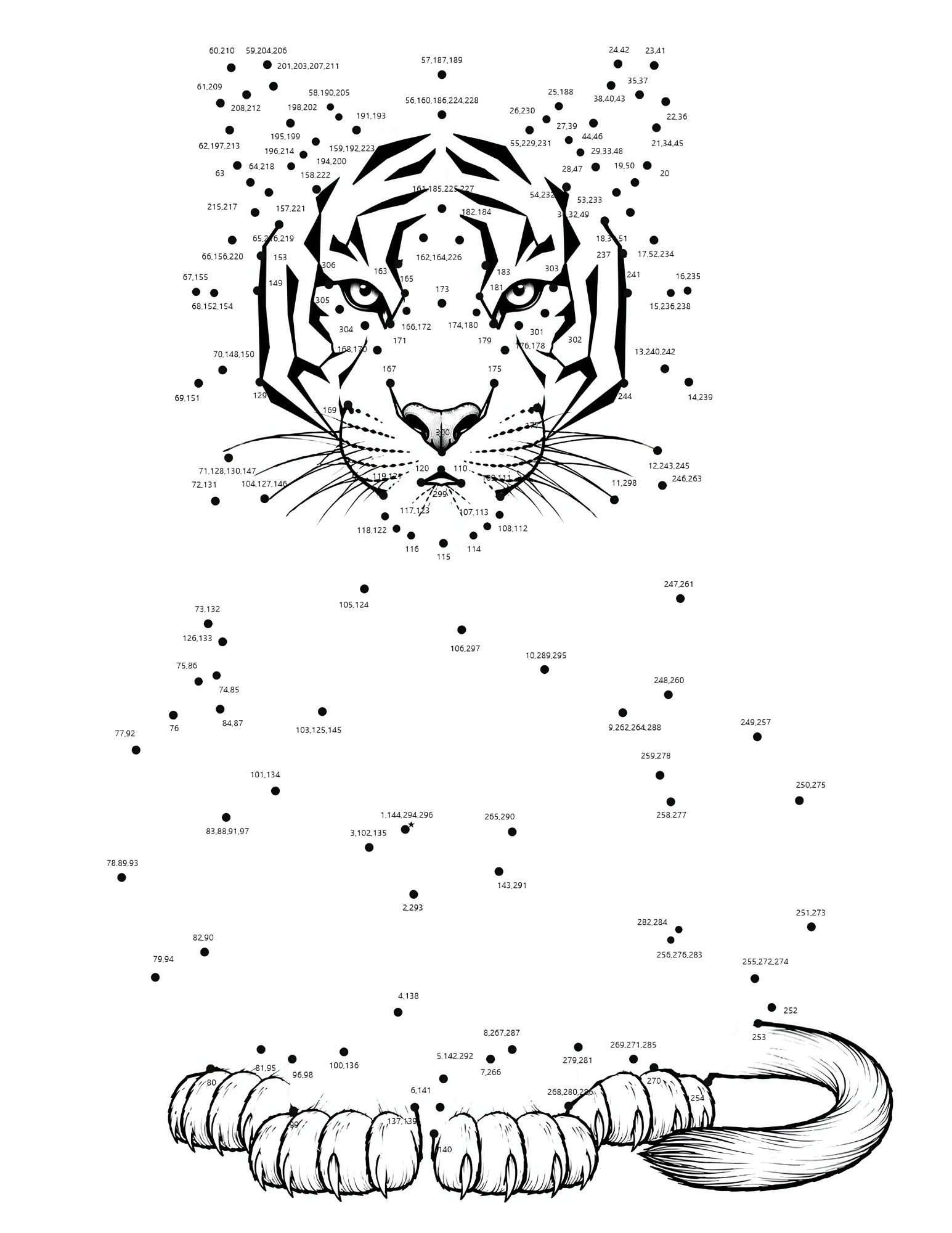 Free Tiger Dot-to-Dot Printable dot-to-dot template